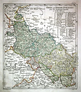 ca. 1800 Schlesien Silesia Polen Polska Poland Karte map Kupferstich engraving - Bild 1 von 1