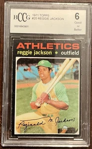 1971 TOPPS # 20 REGGIE JACKSON HOF BCCG 6 GOOD OR BETTER CONDITION OAKLAND A’S - Bild 1 von 2