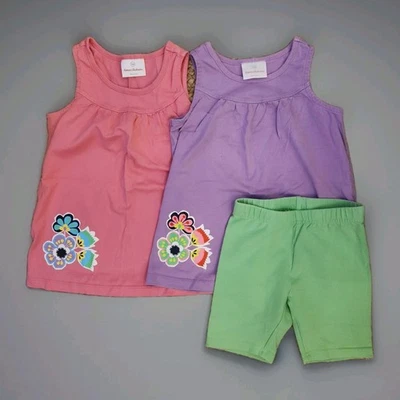 Camiseta sin mangas Hanna Andersson púrpura y rosa Swing Shirt y verde corta talla 100/4T Foto 1 de 4