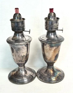Gorham Oil Lamp Silver Plate YC 490 Set Of 2  NO SHADE - Picture 1 of 14