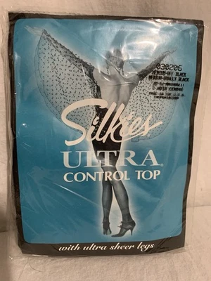 Pantimedias Silkies Control Top Jet Black talla mediana nuevas en paquete Foto 1 de 3