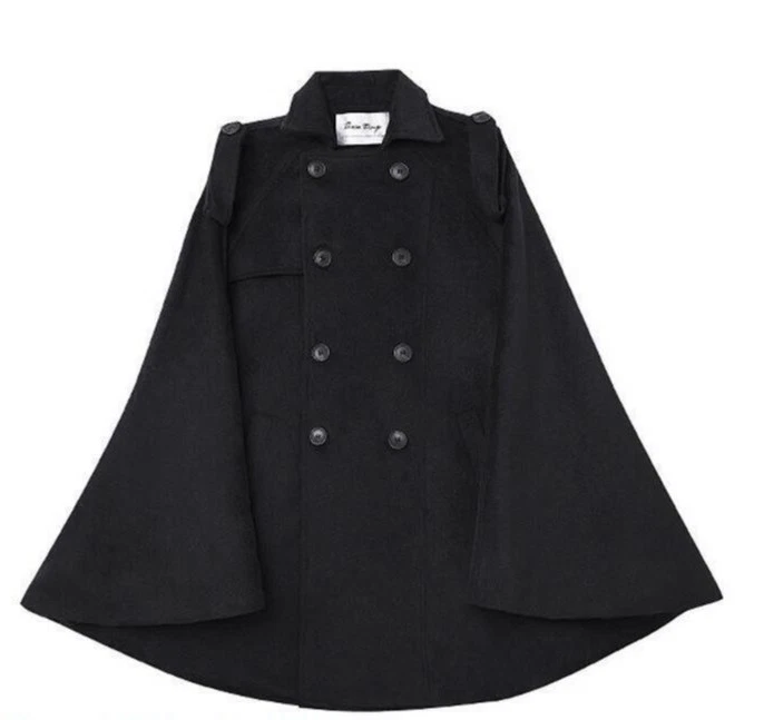 Capa de lana para hombre Poncho Abrigo Chaqueta Doble Pecho Punk Trench Prendas exteriores Foto 1 de 4