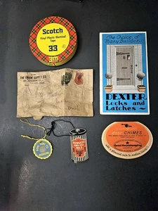 Lote de etiquetas de tienda antiguas vintage contenedor de folletos - Imagen 1 de 8