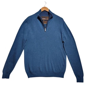 Armand Thiery AT Company Mens Size Medium 1/4 Zip Sweater Blue Pullover - Picture 1 of 3