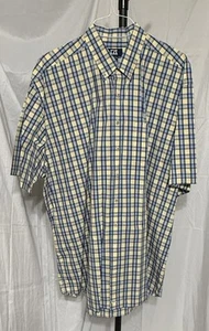 Cutter & Buck Men's Short Sleeve Button Down Shirt 2XLT Yellow, Blue - Picture 1 of 10