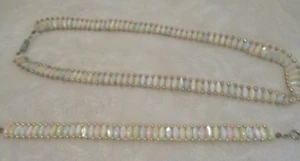 Vintage~Pastel Colored Marquise Shape Beads~Necklace and Bracelet~1970's - Bild 1 von 6