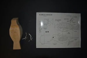Scarlet tanager, bird carving, carving blanks, pattern, carving kit, woodcarving - Picture 1 of 2
