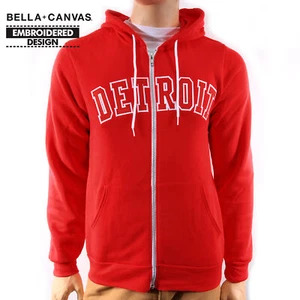 Detroit Block Arch Sewn Red Premium Sponge Fleece Full Zip-Up Hoodie - Red Wings - Picture 1 of 3