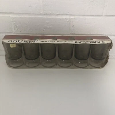 Vintage Set of 6 Luminarc Suede Smoked Wine Stem Glasses No4 France New Sealed - Image 1 of 4