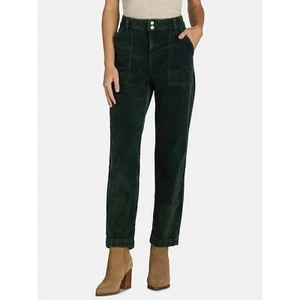 Time and Tru Corduroy Utility Pants Women's Size 18 Green Cotton Blend Mid Rise - Picture 1 of 5