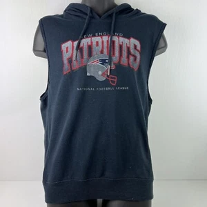 New England Patriots NFL Licensed Sleeveless Hoodie Mens L Navy Blue/White 56/69 - Picture 1 of 6