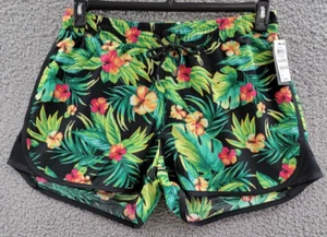 ID Ideology Tropical Print Running Shorts Women's XL True Black/Multi Drawstring - Picture 1 of 16