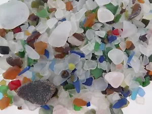 1 ONE POUND 3/4 inch - 3 inch MACHINE MADE RECYCLED TUMBLED BEACH SEA GLASS - Picture 1 of 8