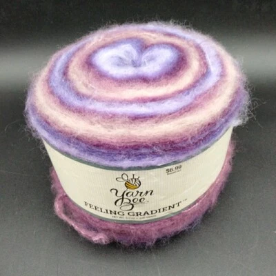 Yarn Bee Feeling Gradient 1 cake 5.3 oz Violet Vortex 03 590 Yards NEW Fuzzy - Image 1 of 4