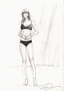 Original Graphite Drawing Woman Figure Drawing Female Figure Pose - Picture 1 of 2