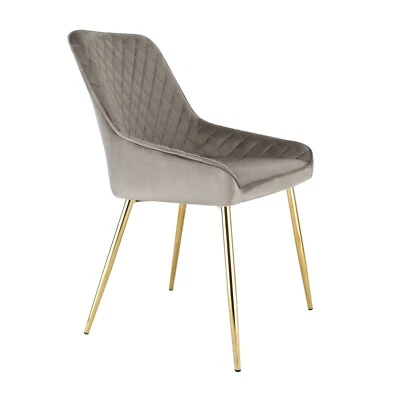 Hamilton Accent Dining Chair High Back Armchair Golden Metal Tube Legs - Grey - Image 1 of 4