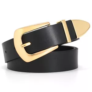 Women Leather Belt for Jeans Pants Dresses Fashion Ladies Western Leather Bel... - Picture 1 of 8