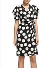 New Perri Cutten Donna Polka Spot V-Neck Puff Sleeve Wrap Dress Size XS RRP$299