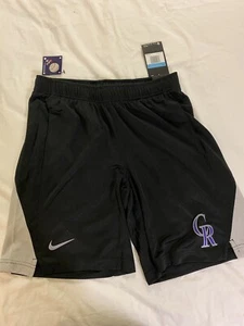 Nike Black Colorado Rockies Team Logo Franchise Shorts MLB Medium N256-094N - Picture 1 of 5