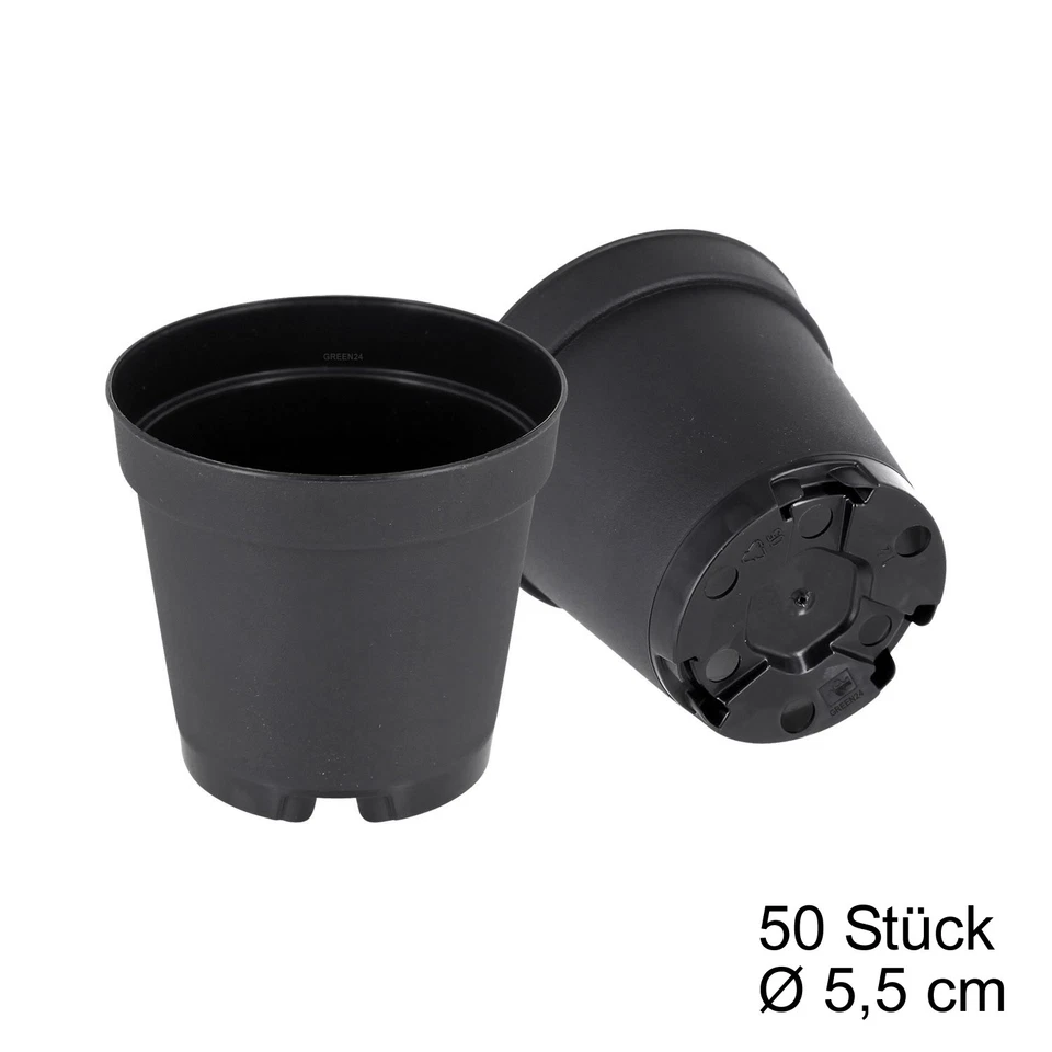 50 Runde Mini Pflanztöpfe Ø 5,5 cm GREEN24®. Anzuchttöpfe Aussaat Profiqualität
