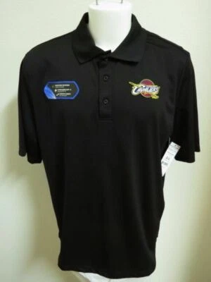 New S-3XL Black Solid Nba Men's Poly #66Q Polo Shirt - Image 1 of 3