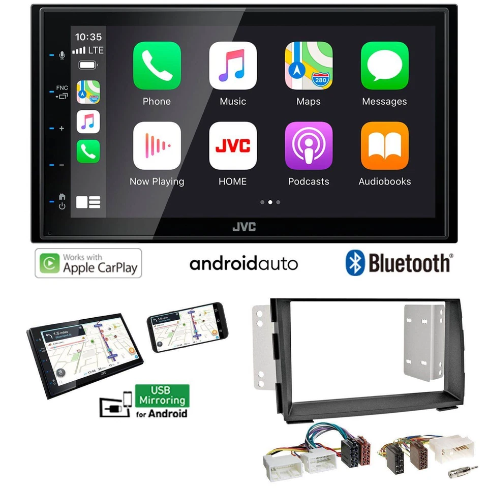 JVC 2-DIN Autoradio Apple CarPlay Android Auto für KIA Venga ab 2009 schwarz