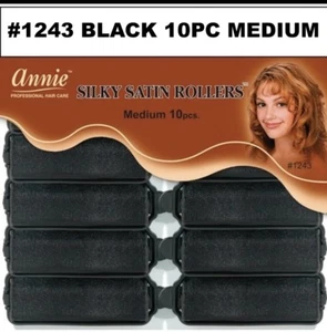 RODILLO DE SATÉN SEDOSO ANNIE MEDIANO 10 PIEZAS #1243 NEGRO 7/8" DIÁMETRO - Imagen 1 de 2