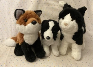 Douglas Cuddle Toys Peluche Lote de 3 Zorro Rojo Border Collie Negro Blanco Gato - Imagen 1 de 12