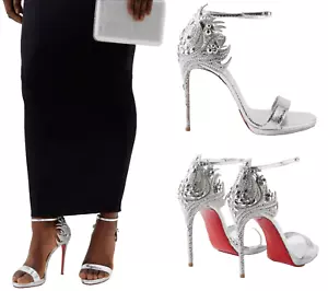 Christian LOUBOUTIN Loubi Vega 120 crystal-embellished Stiletto Sandals Zapatos - Imagen 1 de 16
