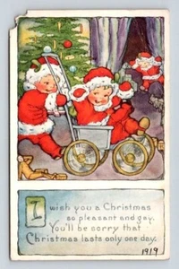 Santa Children Playing for Christmas Postcard - Picture 1 of 2
