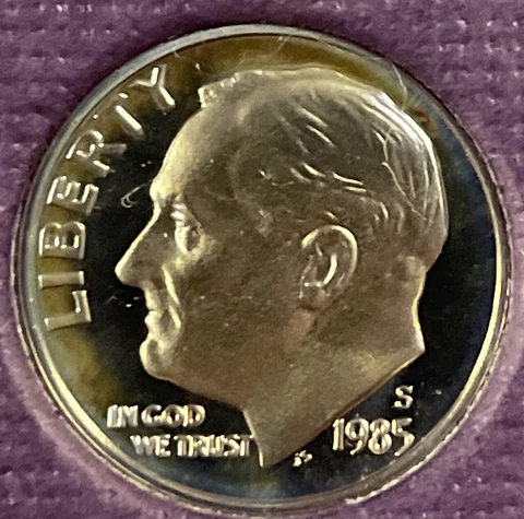 1985 S Proof Roosevelt Dime From Proof Set With Free Shipping Cover