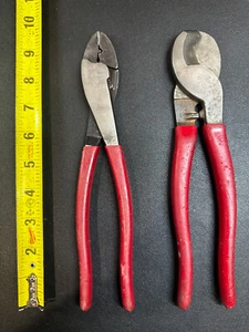 KLEIN 1005 & 63050 2-PC TERMINAL CRIMPING TOOL & HIGH LEV. CABLE CUTTERS USA - Picture 1 of 6