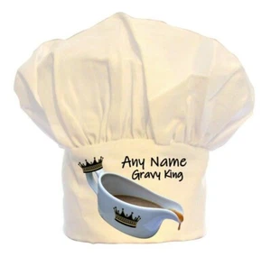 PERSONALISED GRAVY KING GRAVY BOAT PRINT CHEFS HAT BBQ POLYESTER GIFT CHRISTMAS - Picture 1 of 2