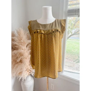 Blusa campesina con tirantes y volantes amarilla mostaza LOFT mediana para mujer - Imagen 1 de 7