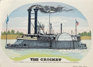The Cricket A Tinclad Riverboat From The Civil War Print 1955 - Picture 1 of 3