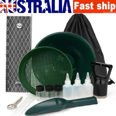 Gold Panning Kit With Sluice Box 12" Aluminum Gold Mining Equipment 16 PCS - image 1 of 4