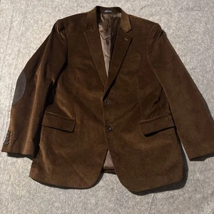 Stafford Corduroy Blazer Mens 46R Classic Fit Dark Brown Elbow Pads Sports Coat - Picture 1 of 9