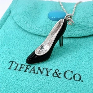 Tiffany & Co. High Heel Black Enamel Sterling Silver 925 Necklace Pendant - Picture 1 of 12
