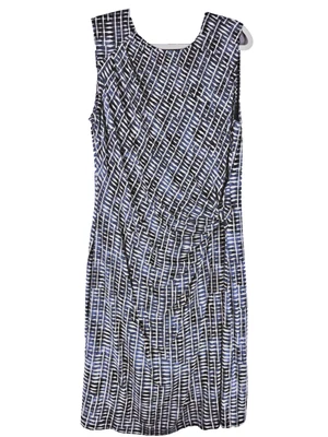 Vestido NIC & ZOE Bloques de Acuarela Azul Beige Estampado Acanalado Talla L Forrado Usado Foto 1 de 4