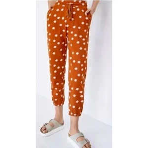Anthropologie Daily Practice Polka Dot Tassel Joggers Burnt Orange XL - Foto 1 di 15