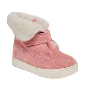 Polo Ralph Lauren Sienna Booties Pink Suede Shearling Trim Toddler Shoes Size 6 - Picture 1 of 11