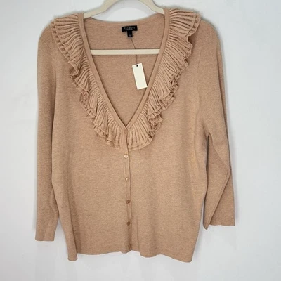 Cárdigan Suéter con Volantes Talbots Talla XL NUEVO Neutro Preppy E85 Foto 1 de 4