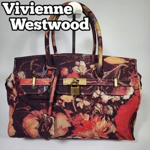 Vivienne Westwood Women's Hand Tote Bag Floral Lock Charm Multicolor Rare Ladies - Picture 1 of 16