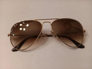 Ray-Ban Sunglasses Aviator Large Metal Gold Crystal Brown Gradient RB3025 - Picture 1 of 14