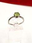 Round Brilliant Cut Peridot Sterling Silver Ring - Makers Marked