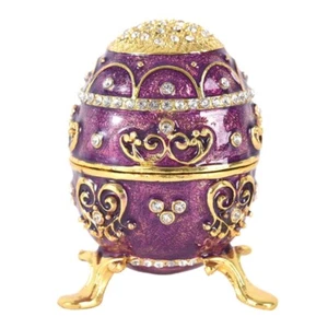 Hinged Purple Egg Style Ornament for w/ Colorful for Rhinestone Desktop Room Acc - Picture 1 of 7