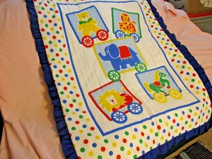 Handmade Circus Animals Baby Quilt - Picture 1 of 6