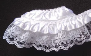 2 inch wide White/White Ruffle  lace  selling by 5 yards - Picture 1 of 1