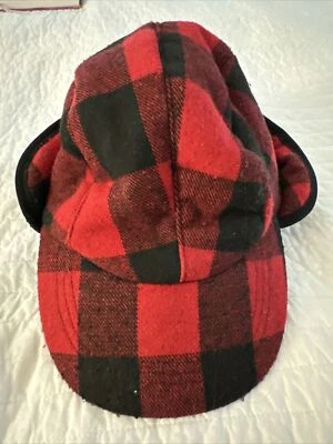 Eddie Bauer Buffalo Sombrero Trampero a Cuadros S/M Rojo Escarlata A Cuadros Orejeras Foto 1 de 4