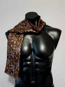 Vintage Black and Tan Paisley Dress Scarf by Aristo - Picture 1 of 7